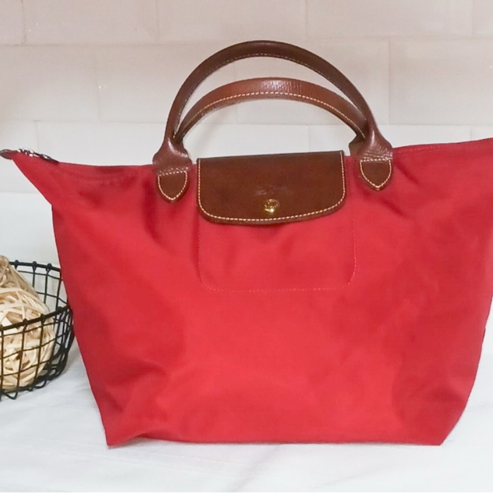 Longchamp Red Nylon Tote Bag